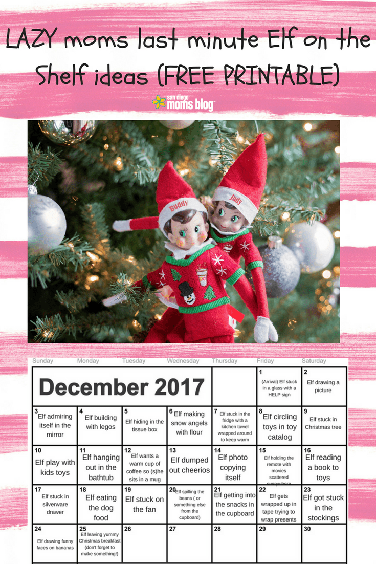 The Lazy Moms Guide to Elf on the Shelf (Free Printable Calendar!)