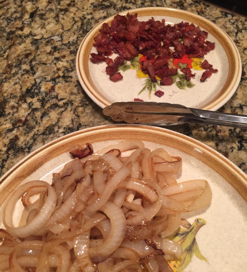 Real Food Family dinner steak onions and brussels sprouts