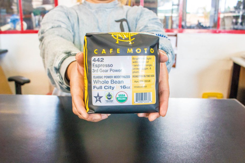 cafe moto bag of coffee beans