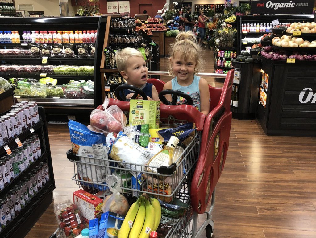 Family grocery shopping