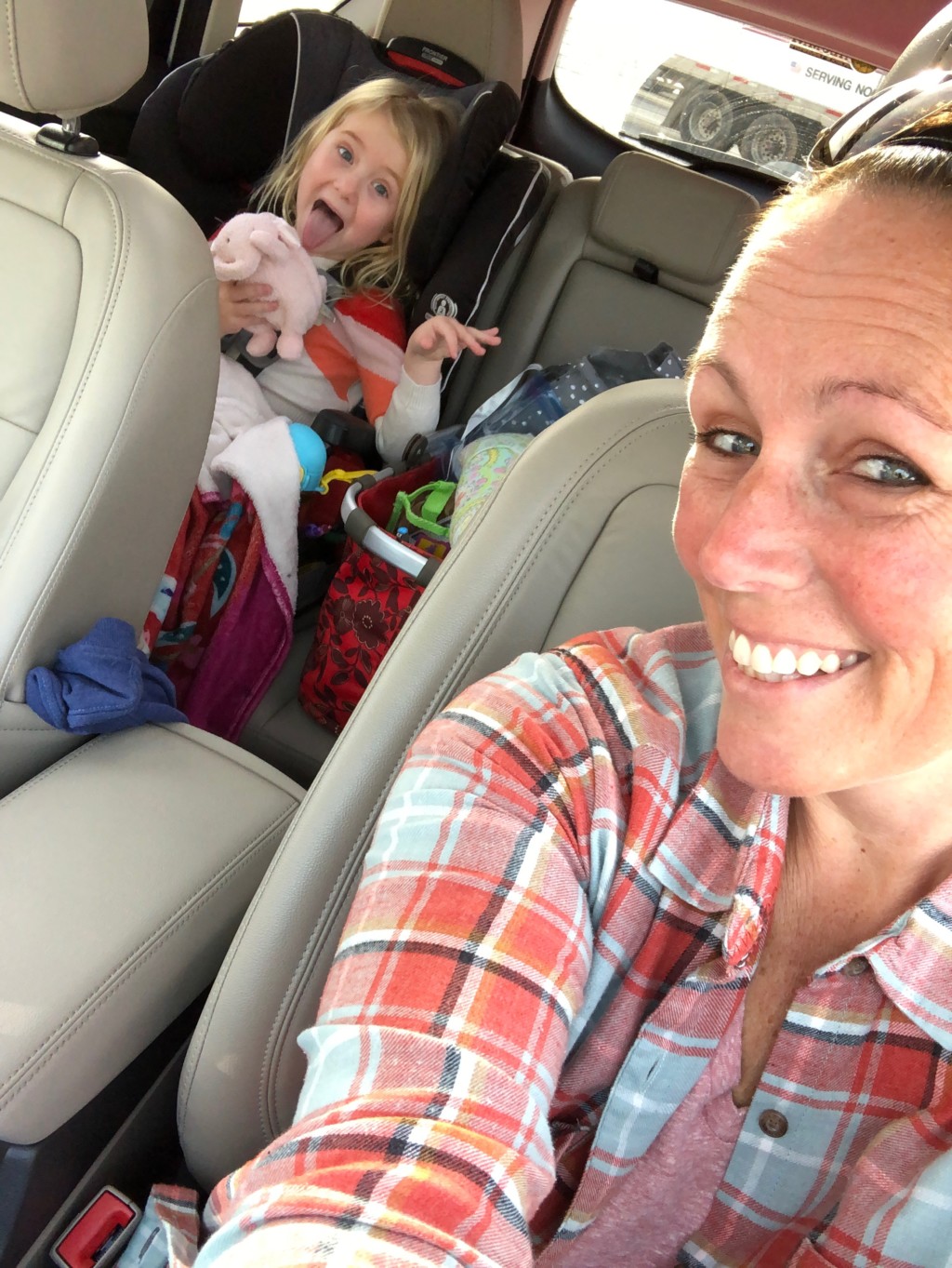 Mom and Daughter in Car