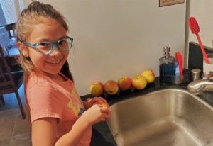 Prepping apples for apple crisp