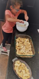 Cutting the butter into the dry ingredients