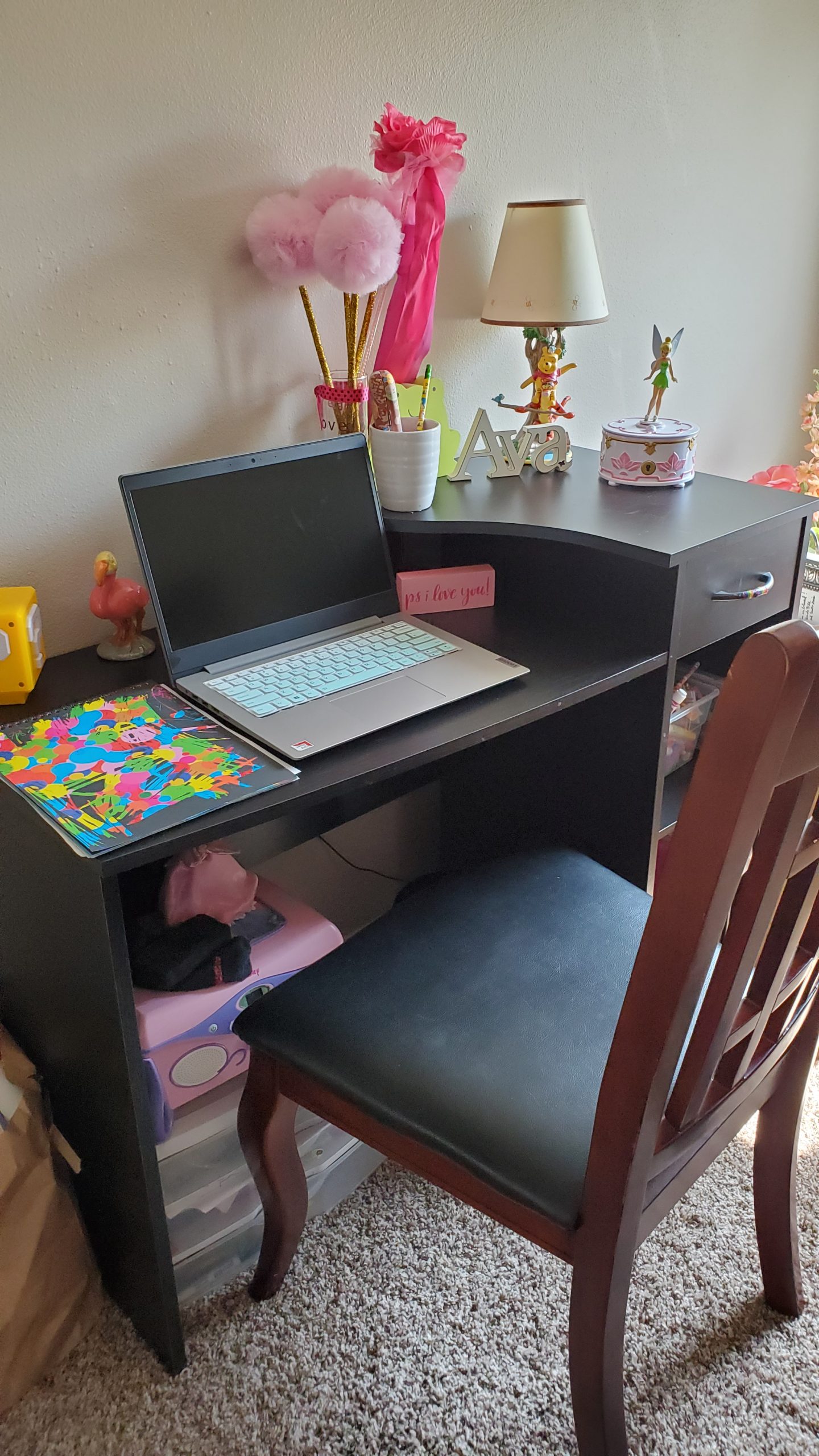 Clean desk all set up for distance learning