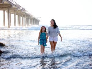 A mom and daughter enjoying one of the many San Diego beaches