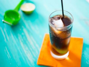 photo of cuba libre homemade cocktails in a glass