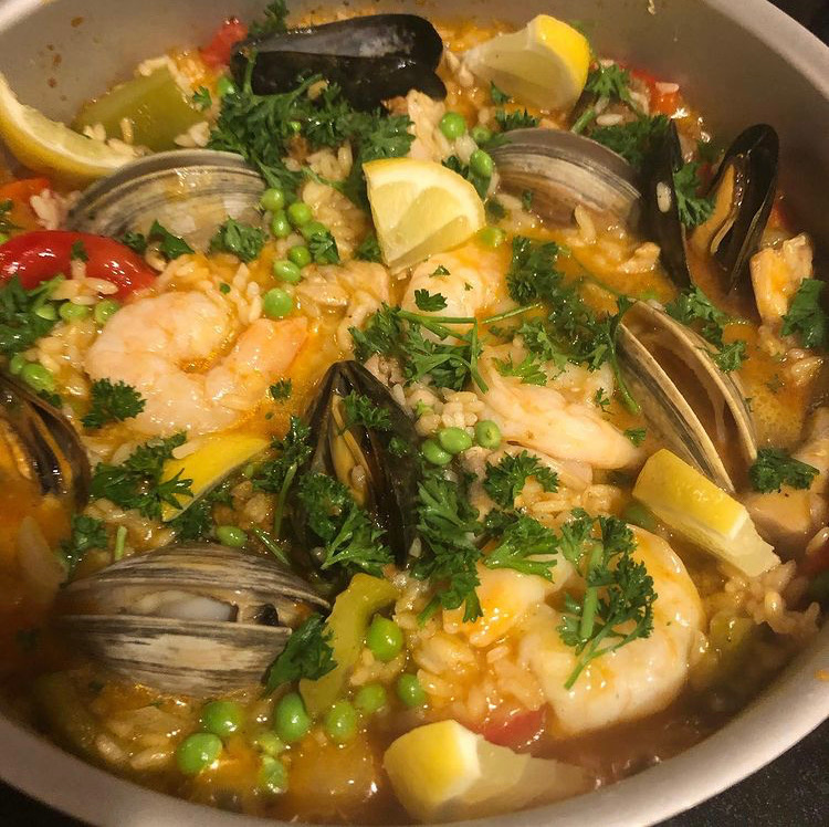 My son's Seafood Paella