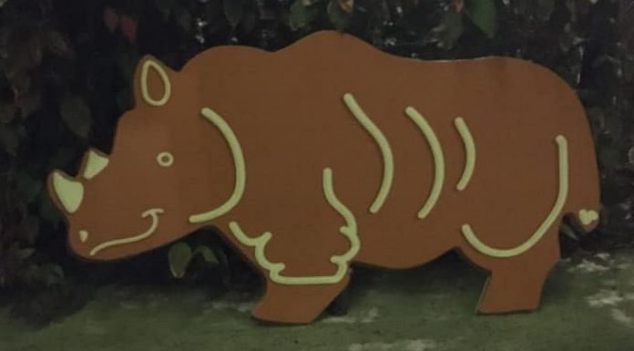 Gingerbread cookie decoration in the shape of a rhino