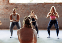 women in a workout class