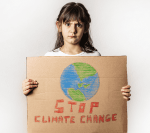 Girl Holding Stop Climate Change Poster