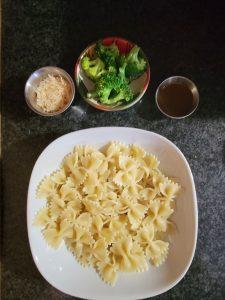 Pasta with Vegetables, Sauce, and Parmesan