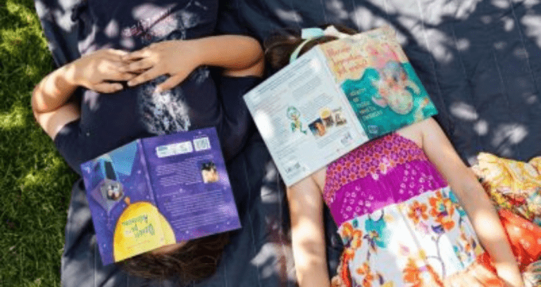 kids reading during homeschooling in summer