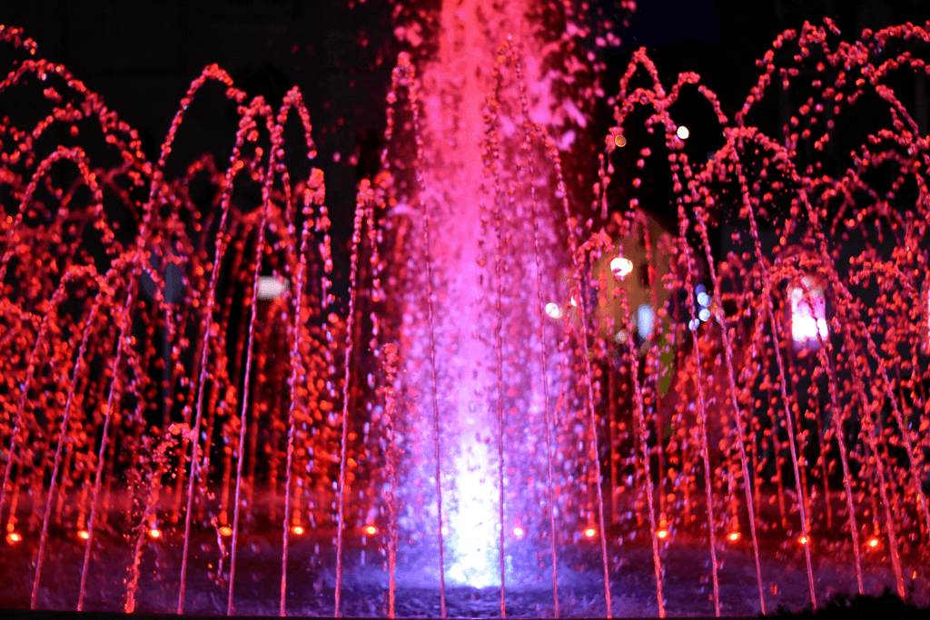 water fountain with lights