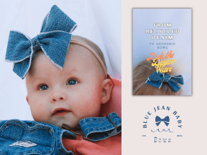 baby with blue jean bow